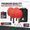 JOOLA Premium Table Tennis Set 4 Regulation Ping Pong PaddlesTraining Ping Pong Balls and Carrying Case